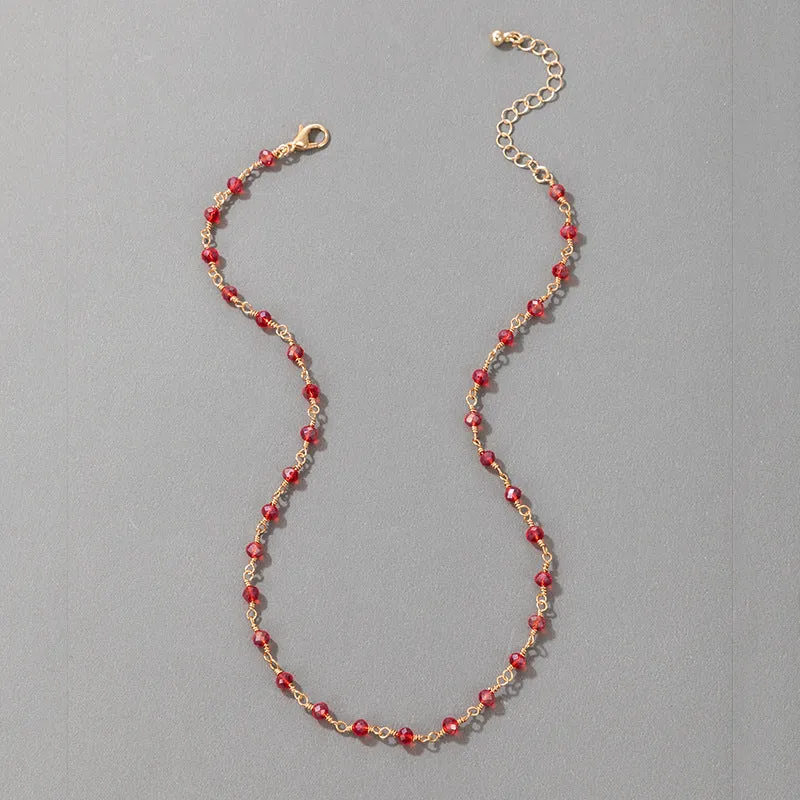 Necklace Bohemian Style Necklace Festive Red Simple Ins Single Layer Fashion Wear Matching Necklace