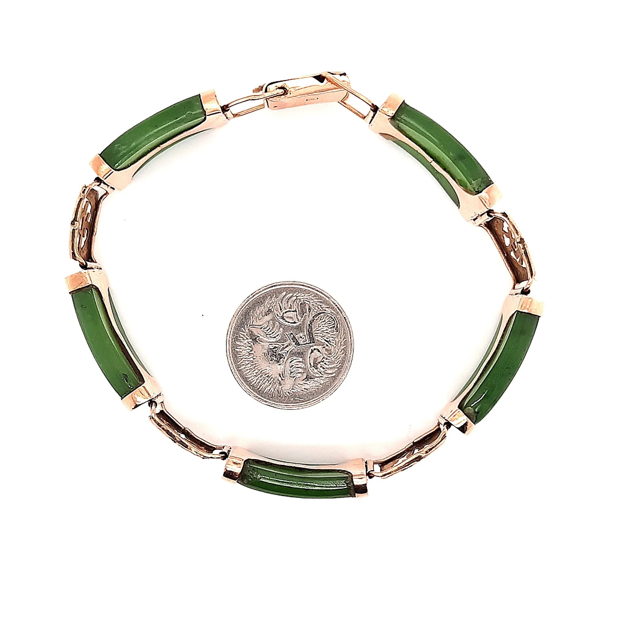 Nephrite Jade 14ct Yellow Gold Bracelet