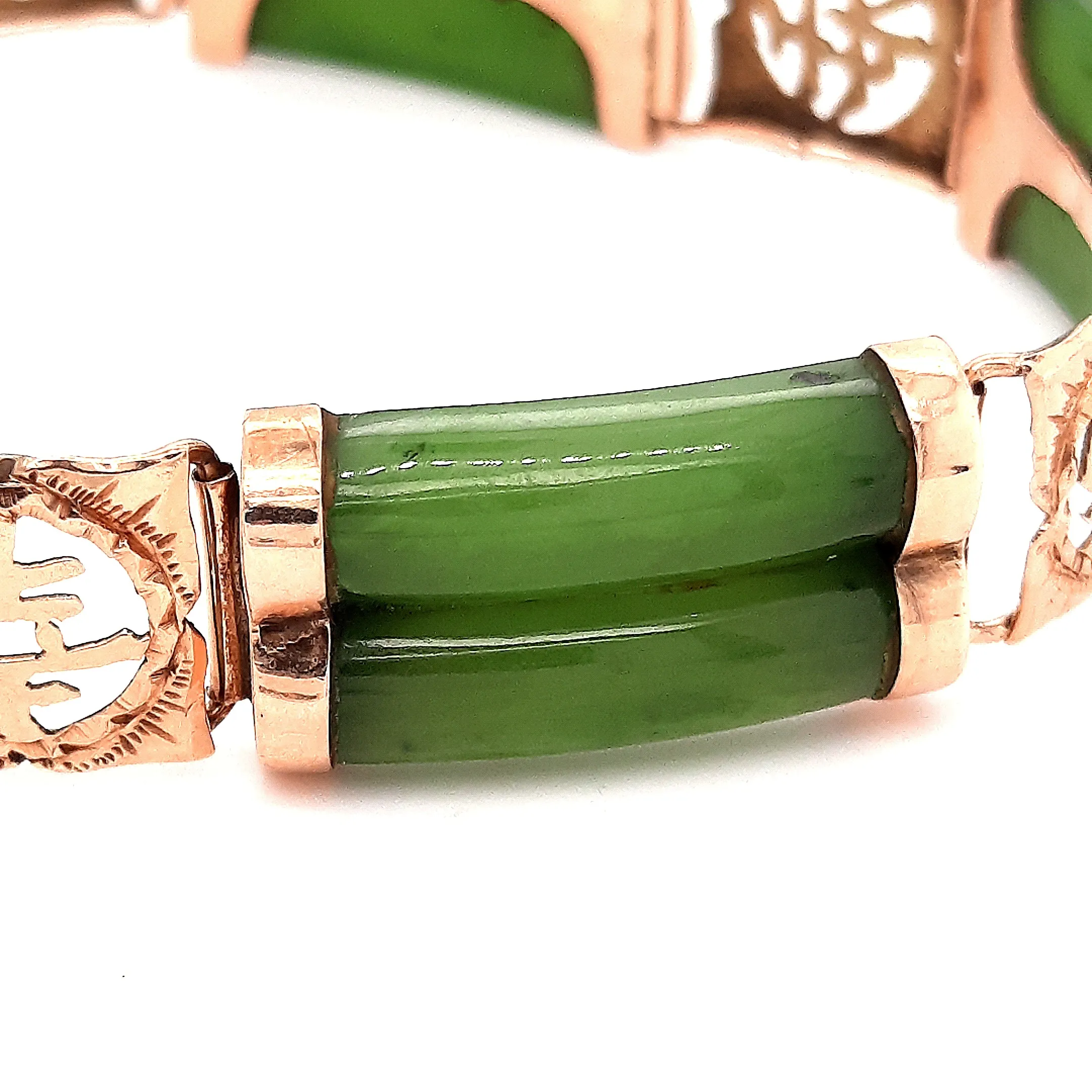 Nephrite Jade 14ct Yellow Gold Bracelet