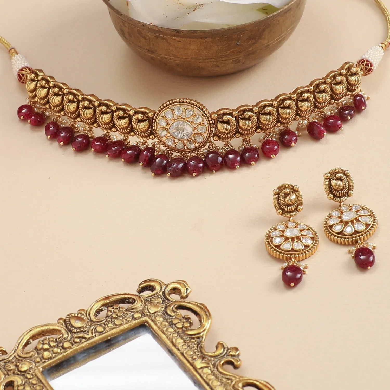 Parinaaz Moissanite Silver Choker Set
