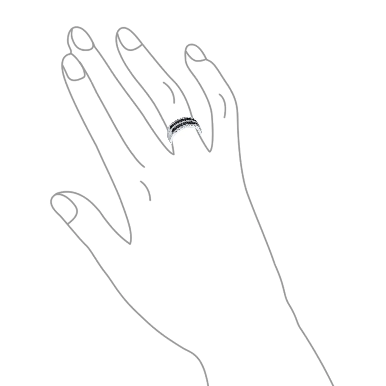 Pave Cubic Zirconia Cocktail Statement Ring Two Tone Black & White Eternity Band
