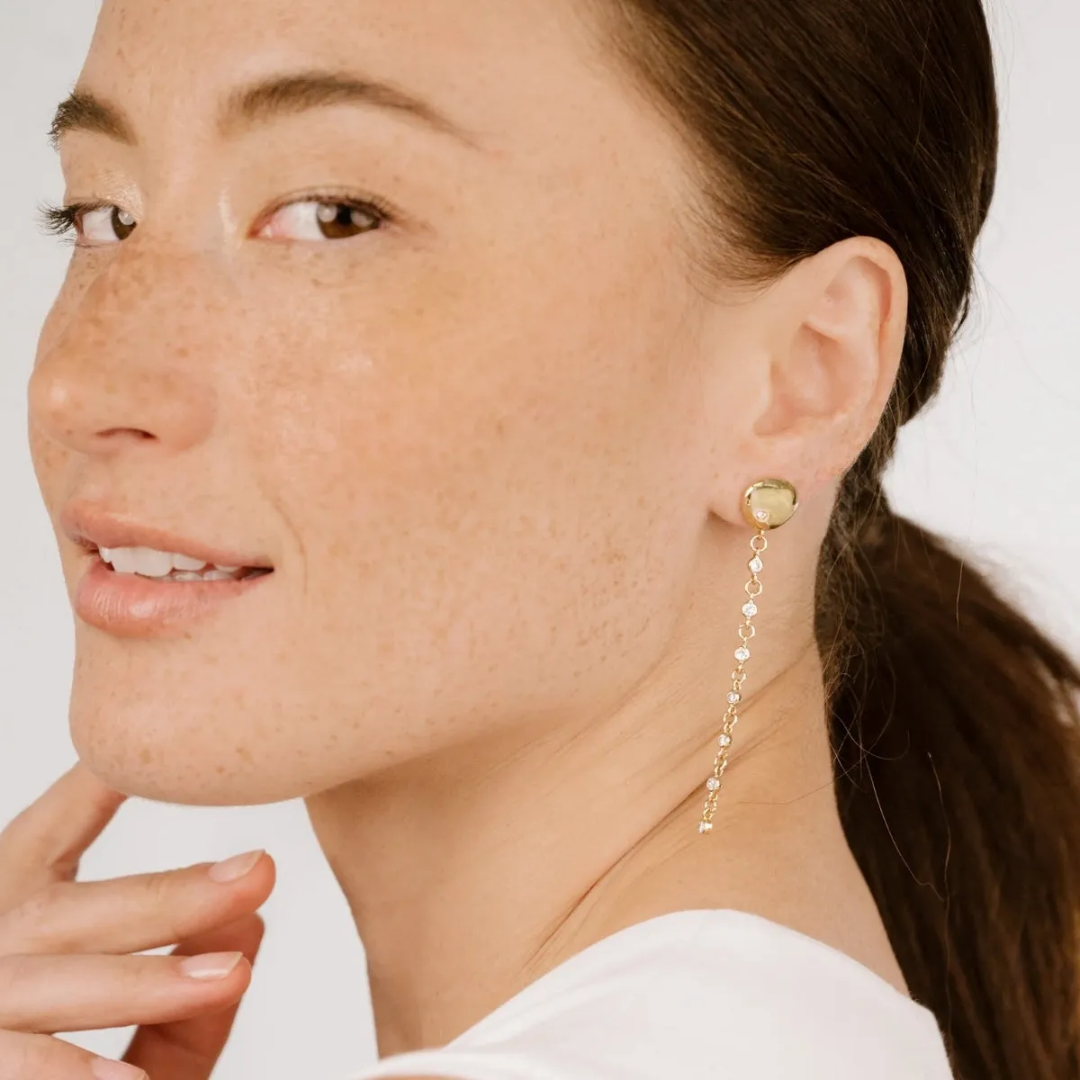 Pebble Linear Crystal Drop Earrings