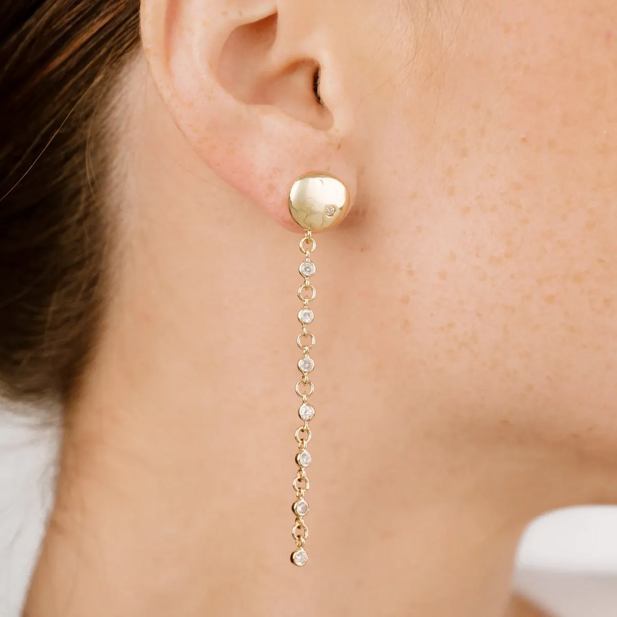 Pebble Linear Crystal Drop Earrings