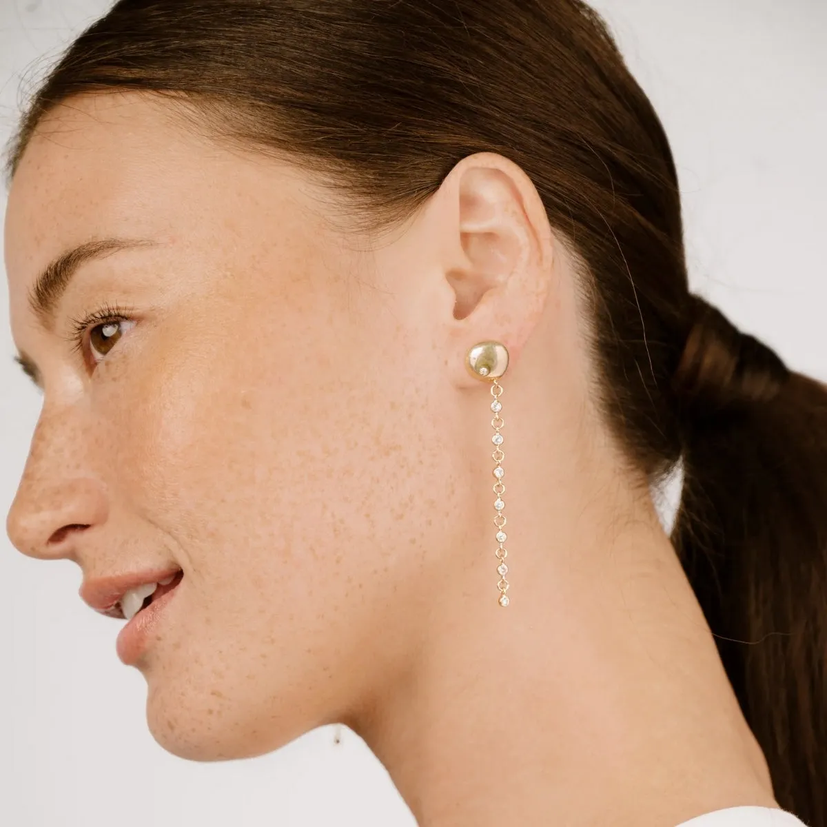 Pebble Linear Crystal Drop Earrings