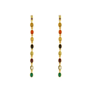 Power Chain Navratan Earrings