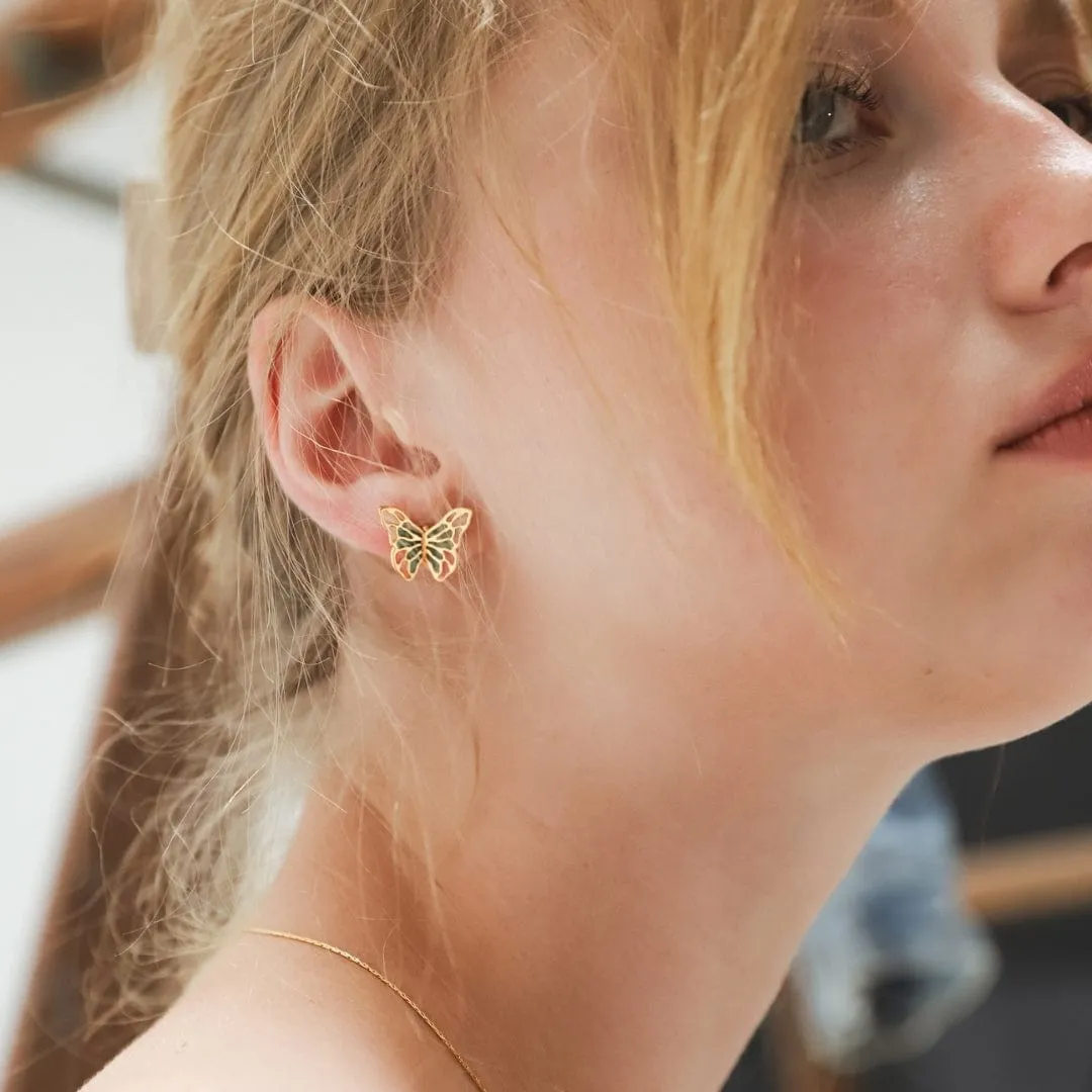 Sunrise Butterfly Enamel Studs