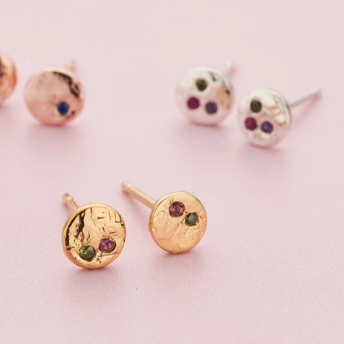 Textured Confetti Birthstone Stud Earrings