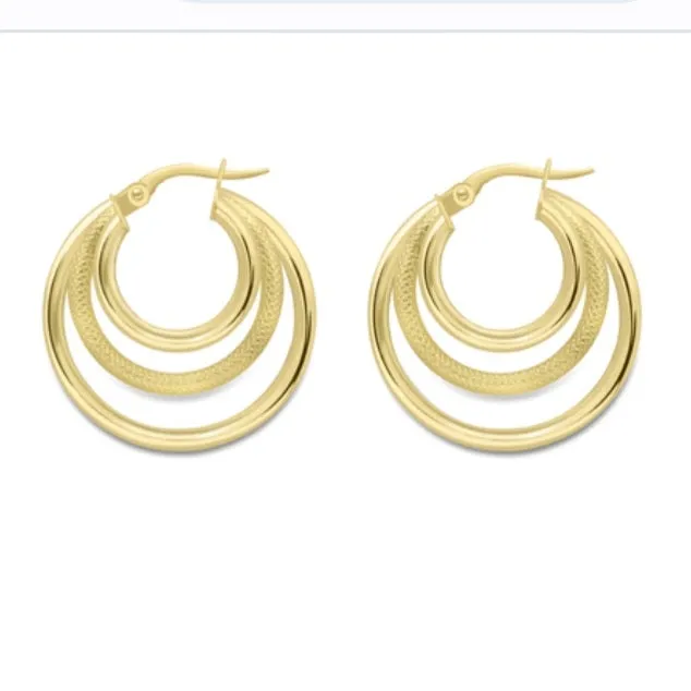 Triple hoop earrings in 9ct gold 35359