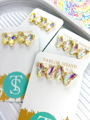 TS Colorful Crystal Butterfly Studs
