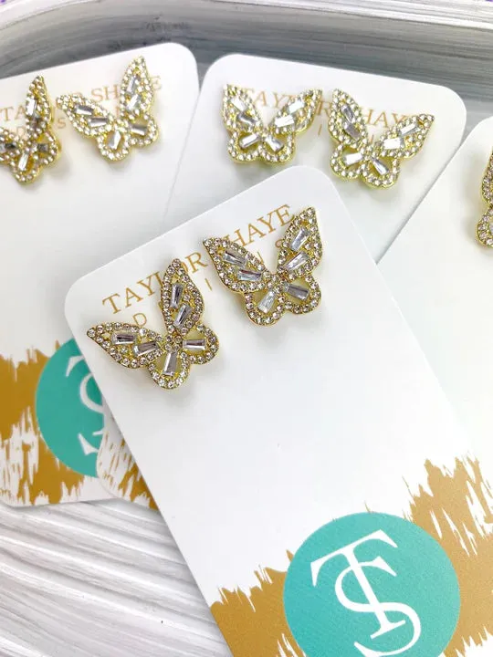 TS Crystal Butterfly Studs