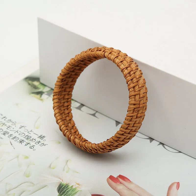 Vacation Beach Rattan Wide Bracelet Bohemian Straw
