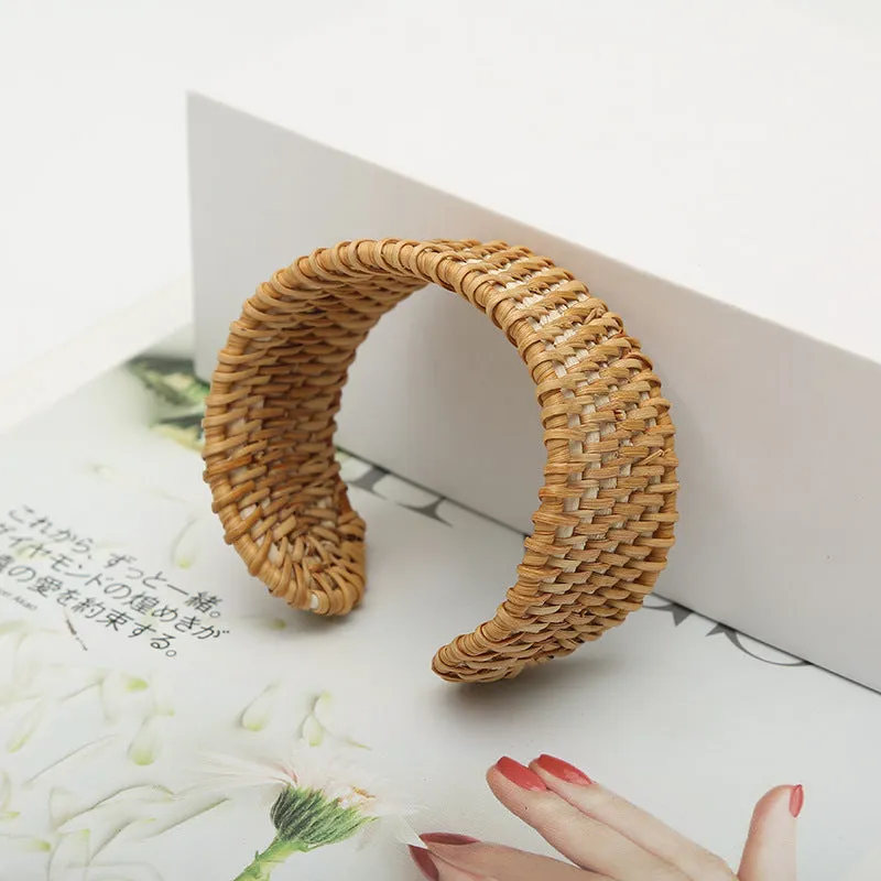 Vacation Beach Rattan Wide Bracelet Bohemian Straw