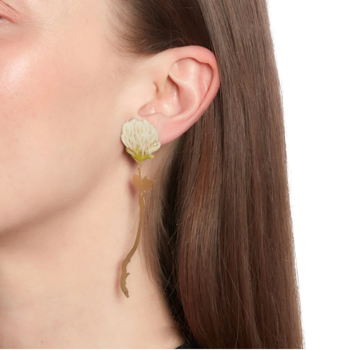 White Clover Drop Earrings