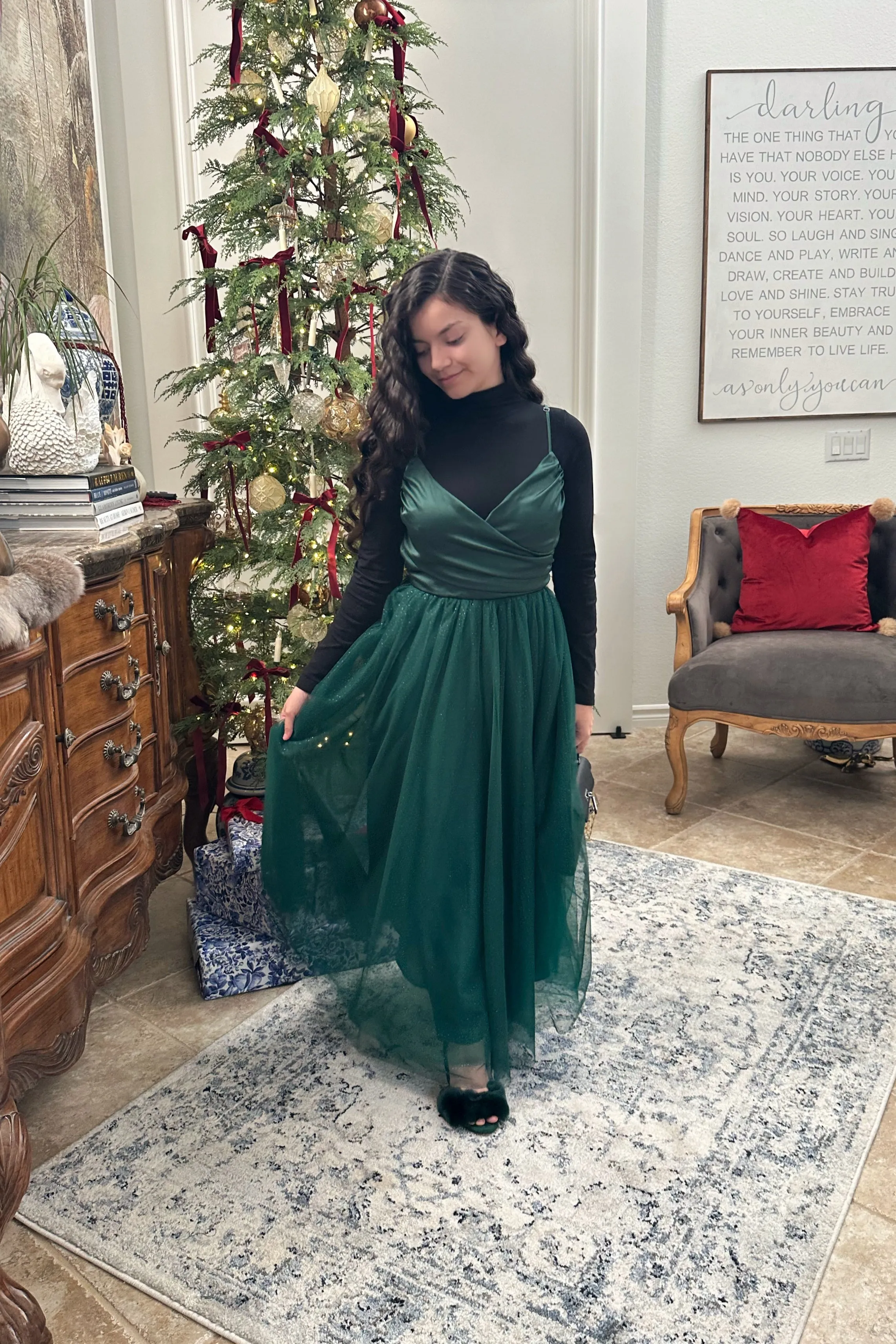Zelie Emerald Green Tulle Dress
